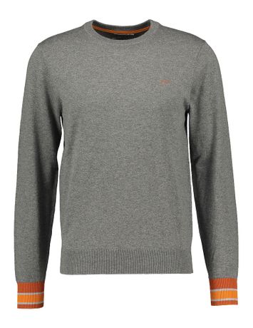 Grijze pull met oranje accenten en merklogo Sun 68