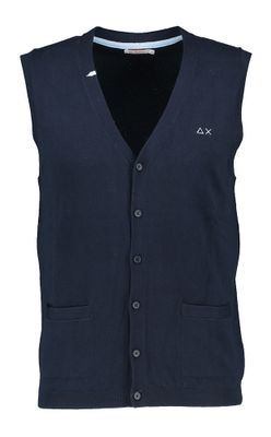 Donkerblauwe katoen mouwloze gilet Sun68