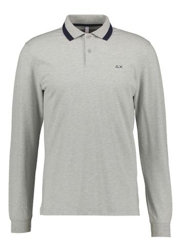 Grijze polo met blauwe elleboog patch Sun68