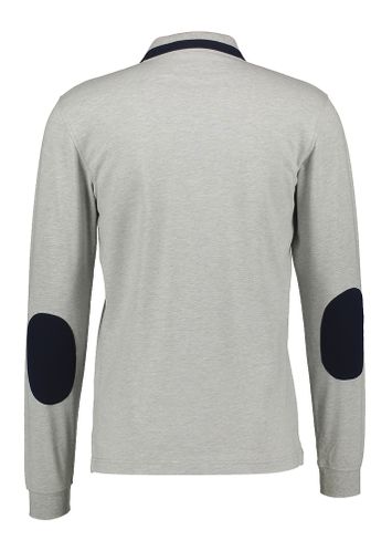 Grijze polo met blauwe elleboog patch Sun68