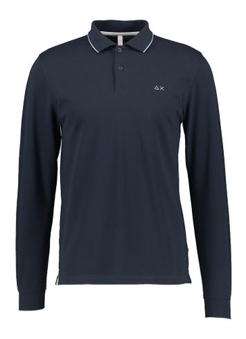 Donkerblauwe polo met lange mouwen Sun68