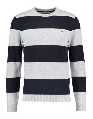 Grijs en blauwe gestreepte sweater met ronde hals Sun68