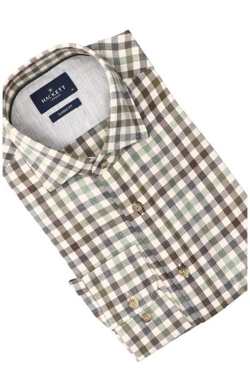 Beige katoenen hemd ( regular fit) met ruiten en lange mouwen Hackett 