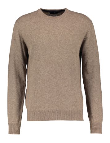 Bruine wollen trui met elleboog patch Hackett