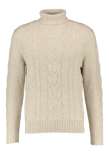 Beige gebreide wollen trui met kabel Hackett