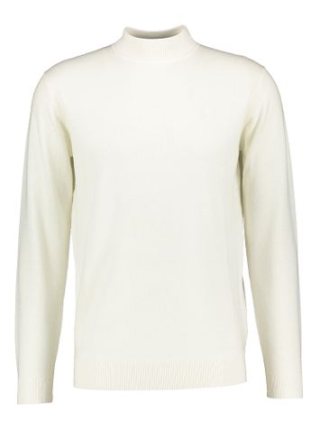Fijne ecru wollen pull met turtleneck en subtiel logo Karl Lagrfeld