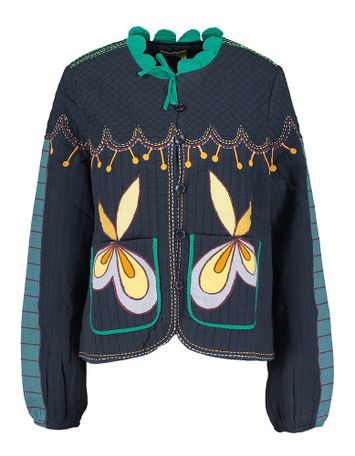 Donkerblauwe jacket met multicolor print Stella Nova