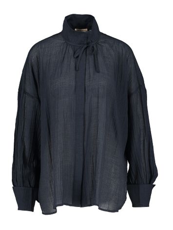 Donkerblauwe blouse met lichte glans Stella Nova