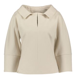 Natan edition 5 Beige wollen blouse met kraag Bram Natan