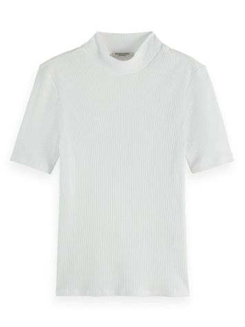 Witte t-shirt met ribbel Scotch & Soda