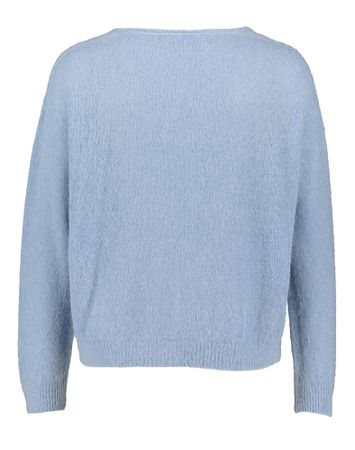 Blauwe gilet met aplaca wol Flora Jeff