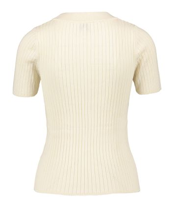 Ecru t-shirt in pull stof Doofy Mid Blouse Herskind