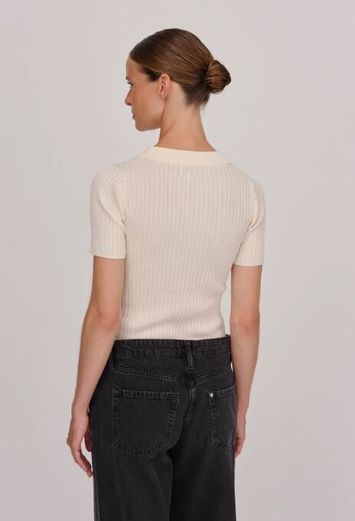 Ecru t-shirt in pull stof Doofy Mid Blouse Herskind