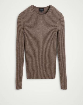 Bruine dunne trui met ribbel Herskind