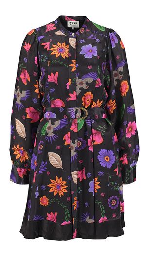Zwarte jurk met multicolor speelse print Noella Yess