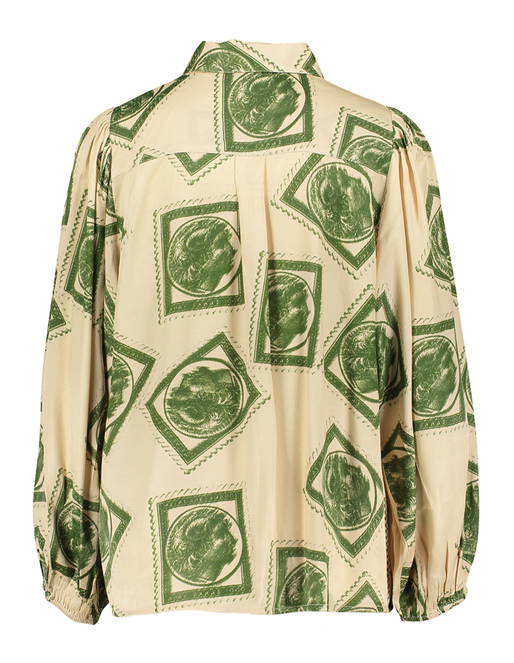 Beige blouse met groene print Otta Yess