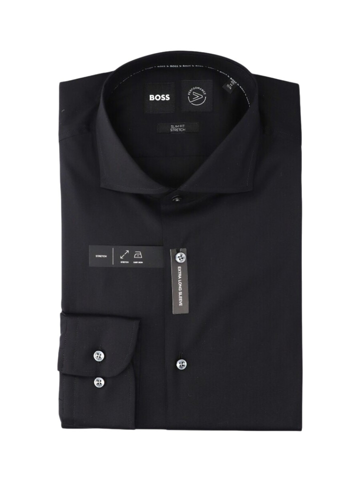 Zwart katoenen hemd (slim fit) met lange mouwen Hugo Boss