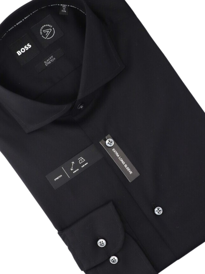 Zwart katoenen hemd (slim fit) met lange mouwen Hugo Boss
