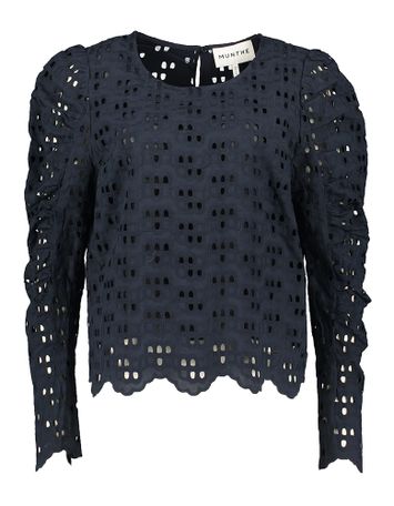 Donkerblauwe katoenen blouse met speciale mouwen Trista Munthe