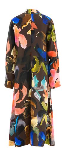 Bruine lange jurk met multicolor print Stine Goya