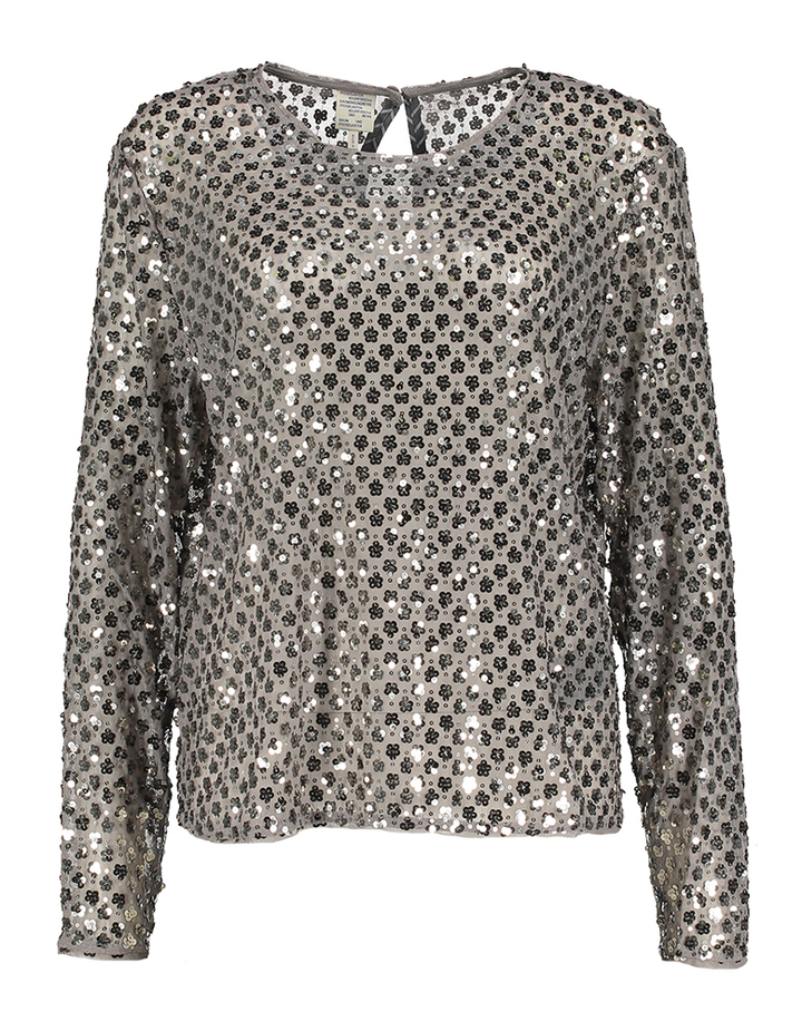 Zilverkleurige glanzende blouse met pailletten Jasmin Baum und Pferdgarten