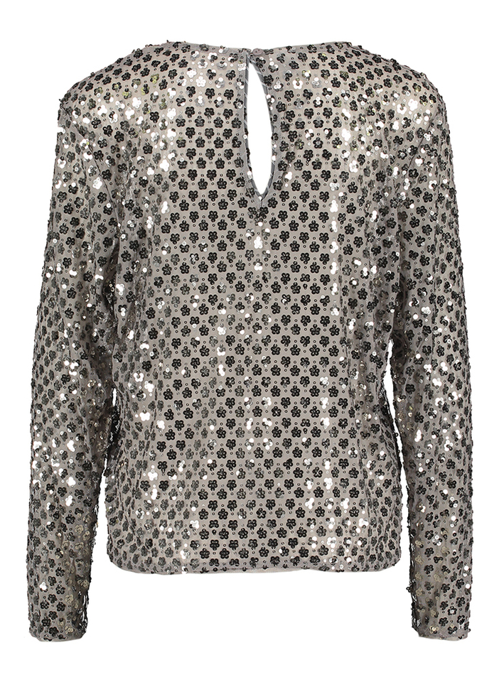 Zilverkleurige glanzende blouse met pailletten Jasmin Baum und Pferdgarten