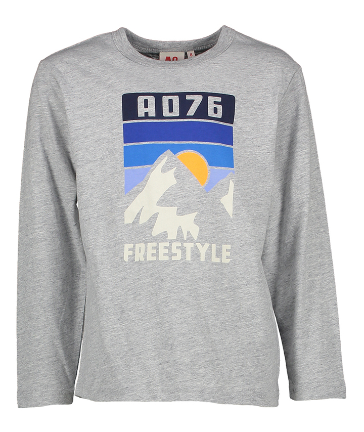 Grijze t-shirt met lange mouwen en opdruk Mathew AO76