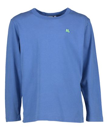 Blauwe t-shirt met lange mouwen en merklogo Mathew AO76