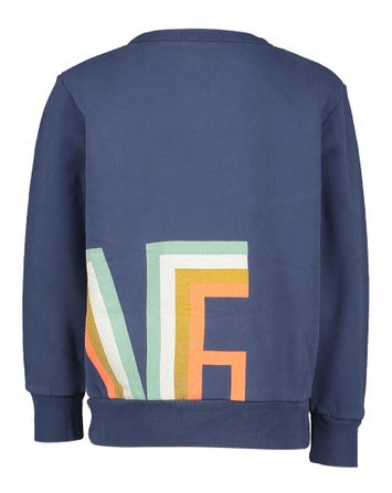 Blauwkleurige katoenen sweater met kleurrijke opdruk Tom AO76
