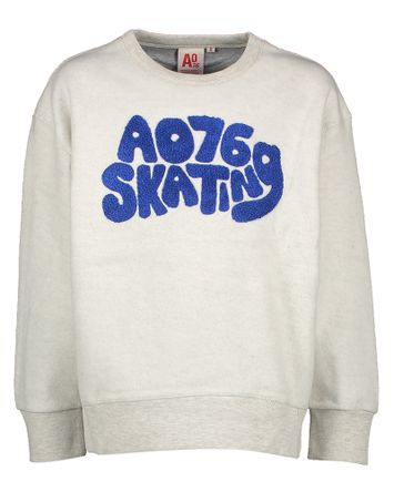 Lichtgrijze katoenen sweater met kobaltblauwe opschrift Oscar AO76