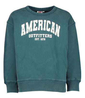 Petrolblauwe katoenen sweater met ronde hals Oscar AO76