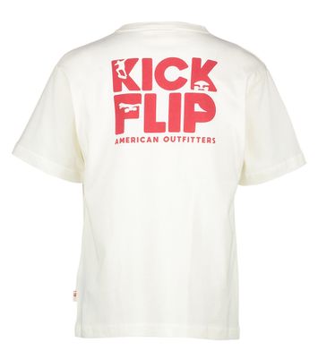 Witte t-shirt met rood opschrift op de achterkant Silas AO76