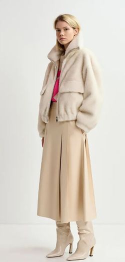 Ecru midirok in faux leer Geeuw Essentiel