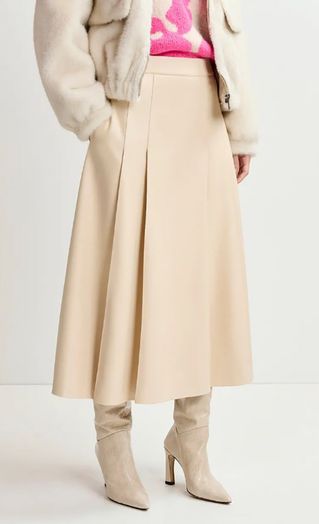 Ecru midirok in faux leer Geeuw Essentiel