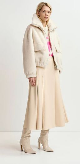 Ecru midirok in faux leer Geeuw Essentiel