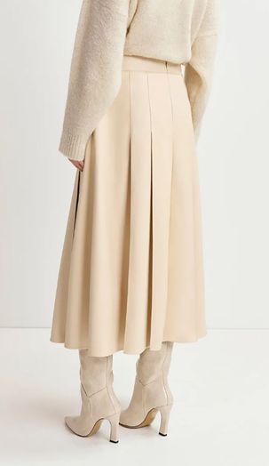 Ecru midirok in faux leer Geeuw Essentiel