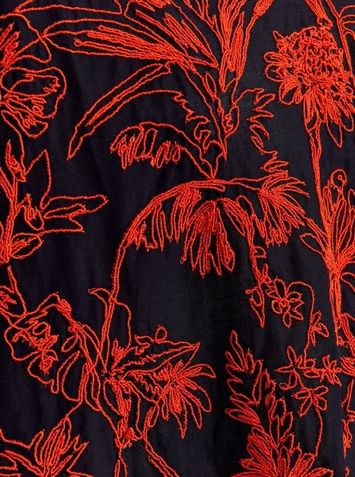 Donkerblauwe bloes met oranje bloemenprint Godetia Essentiel
