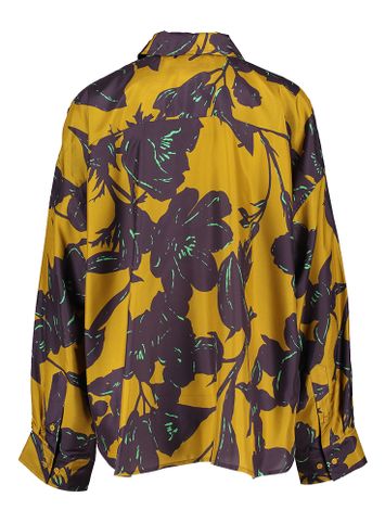 Bronzen zijden blouse met bloemenprint Girt Essentiel