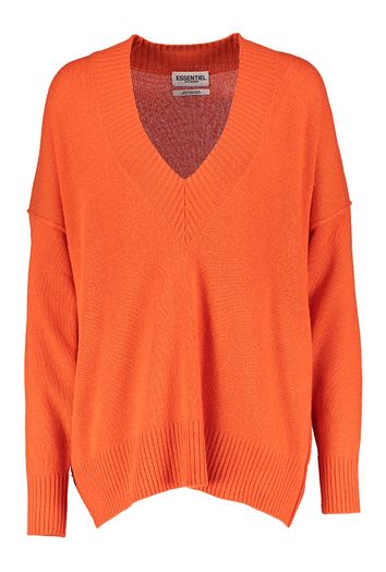 Oranje pull met v-hals en lange mouwen Galathea Essentiel