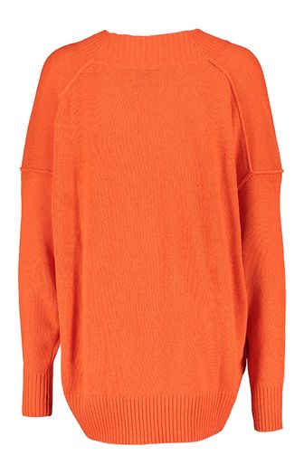 Oranje pull met v-hals en lange mouwen Galathea Essentiel