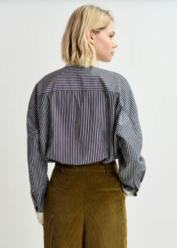 Zwart wit gestreept hemd met stras detail aan de knopen Gail Essentiel