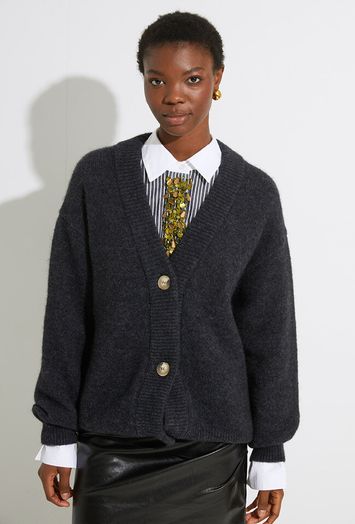 Zwart wit gestreept hemd met stras detail aan de knopen Gail Essentiel