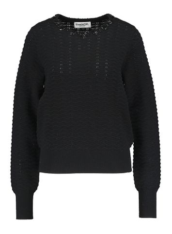 Zwarte trui met kralen rond de hals Grazia Essentiel
