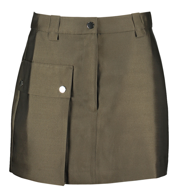 Kaki glanzende rok Oregon Skirt Second Female