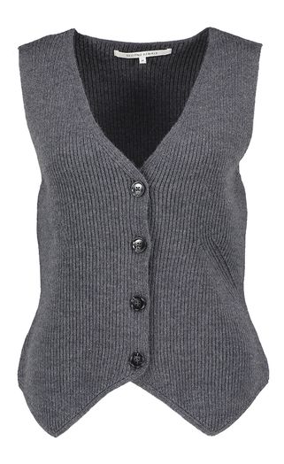 Donkergrijze wollen gilet met knopen Willa Second Female 