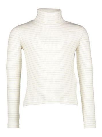 Ecru t-shirt met lange mouwen in goudkleurige strepen en met rolkraag Elsy