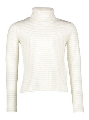 Elsy Ecru t-shirt met lange mouwen in goudkleurige strepen en met rolkraag