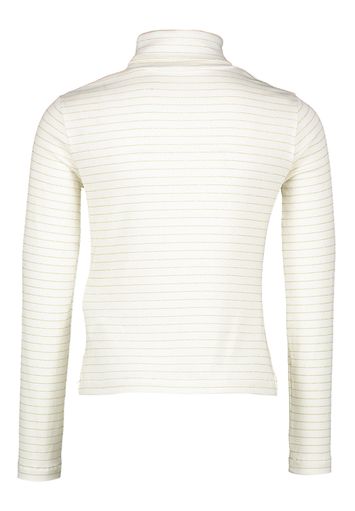 Ecru t-shirt met lange mouwen in goudkleurige strepen en met rolkraag Elsy