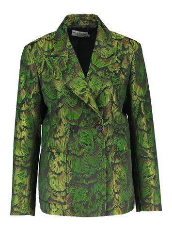 Groene opvallende blazer in print Davos Nathalie Vleeschouwer 