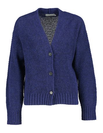 Donkerblauwe wollen gilet met knopen Amsterdam Nathalie Vleeschouwer